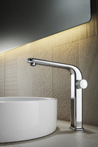 OMSA FL7640A mixer tap installed in luxury bathroom Pakistan — premium deck-mounted single-hole basin faucet, Sardar & Co Rawalpindi