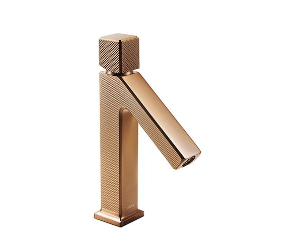 OMSA FL8220A compact deck-mounted basin mixer Rose Gold PVD finish — cloakroom basin tap, Sardar & Co Rawalpindi Pakistan
