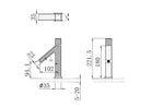 Technical installation dimensions diagram for OMSA FL8220A compact deck-mounted basin mixer FL8220A — spout height, reach, deck clearance, Sardar & Co Pakistan