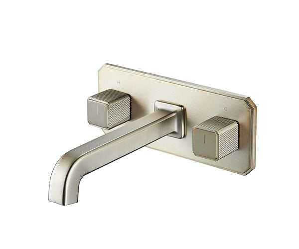 OMSA FL8240 dual-handle wall faucet Champagne Gold PVD — wall-mounted basin mixer, Sardar & Co Pakistan