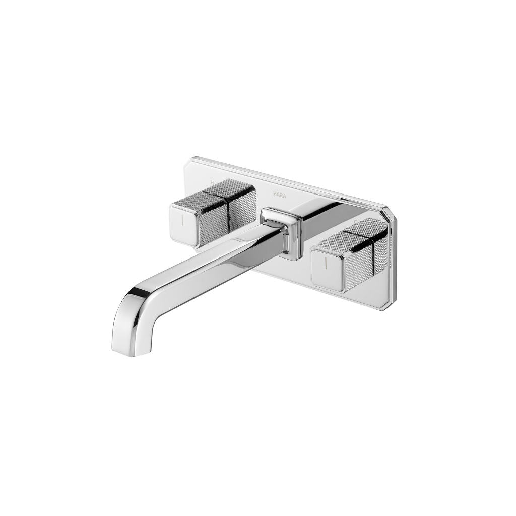 OMSA FL8240 dual-handle wall faucet Chrome finish — separate hot cold control, lead-free copper, Sardars Pakistan