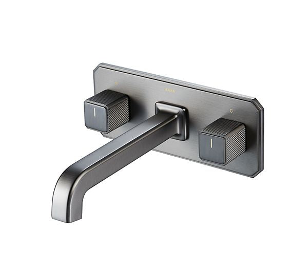 OMSA FL8240 dual-handle wall faucet Gunmetal PVD — classical wall-mounted basin mixer Pakistan, Sardar & Co Rawalpindi