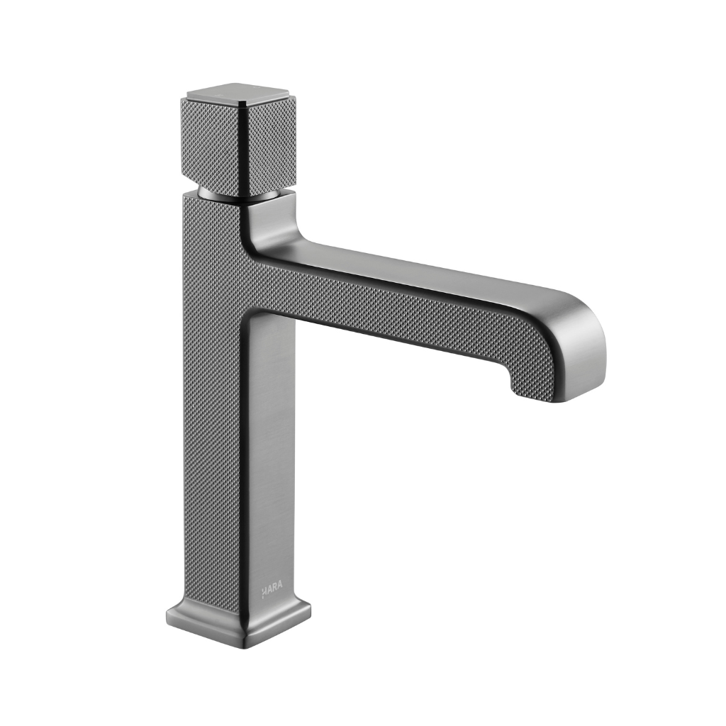 OMSA FL830 modern basin tap Gunmetal PVD — contemporary deck-mounted washbasin faucet, Sardar & Co Rawalpindi Pakistan