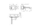 Technical installation dimensions for OMSA FL8350 luxury concealed faucet — spout height, wall supply centres, Sardar & Co Pakistan