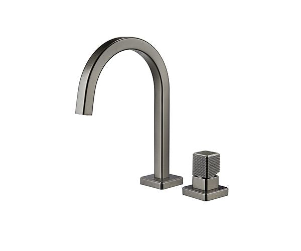 OMSA FL8490 deck-mounted basin mixer Gunmetal PVD finish — lead-free copper body, Sardar & Co Rawalpindi Pakistan