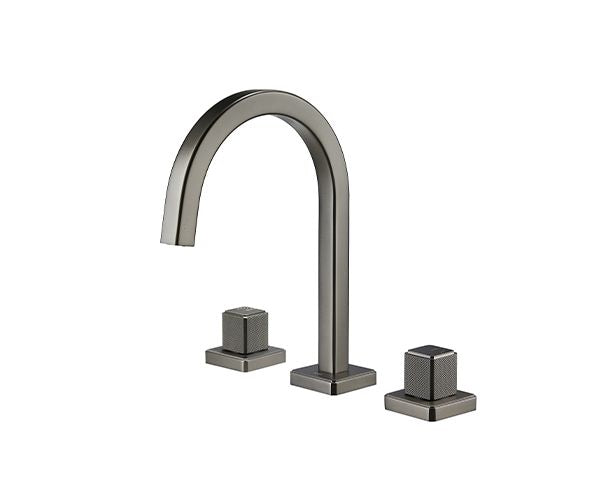 OMSA FL8530 three-hole basin mixer Gunmetal PVD finish — single-lever deck-mounted tap, exclusively at Sardars Pakistan