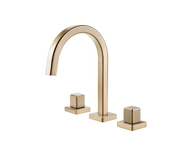 OMSA FL8530 three-hole deck-mounted basin mixer Champagne Gold PVD — OMSA Rubinetterie, Sardar & Co Pakistan