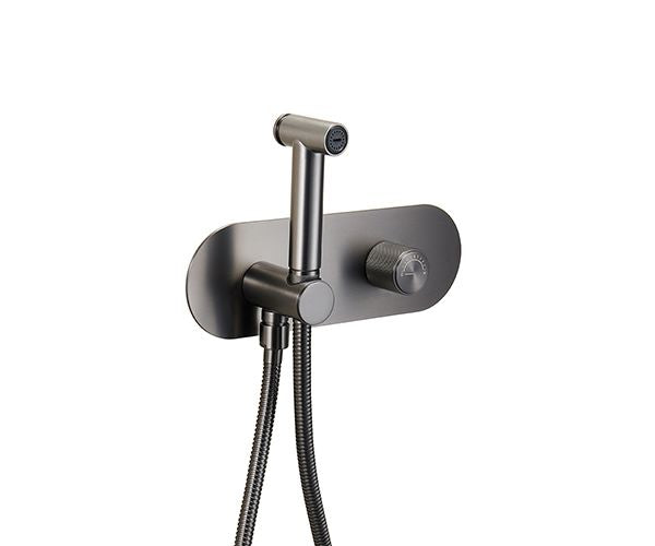 OMSA FW7160B concealed spray mixer Gunmetal PVD — round body spray valve Pakistan, Sardar & Co