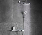 OMSA HB7645X rain shower system installed in luxury bathroom Pakistan — exposed concealed thermostatic, Sardar & Co Rawalpindi