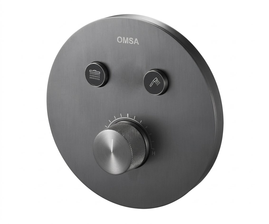 OMSA HL7786X concealed thermostatic round shower mixer Gunmetal PVD — circular trim, Sardar & Co Pakistan