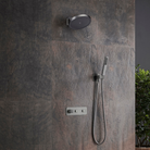 OMSA Rubinetterie HL8456 wall-mounted thermostatic shower — three PVD finishes: Champagne Gold, Gunmetal, Chrome — Sardar & Co Pakistan