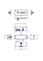 Technical installation diagram for OMSA HL8457 3-way concealed thermostatic shower — rough-in dimensions, outlet positions, ½ inch BSP connections, Sardar & Co Pakistan