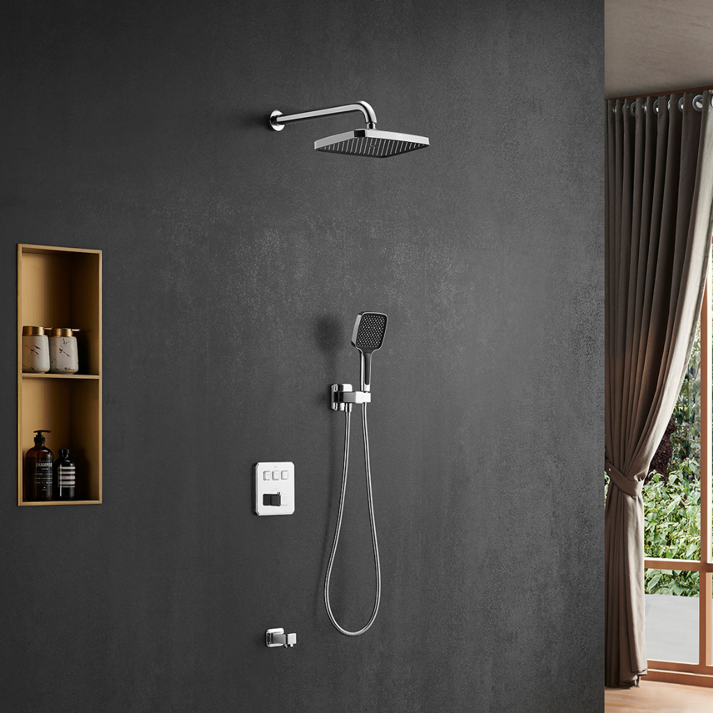 OMSA HL8476 modern concealed thermostatic shower installed in contemporary luxury bathroom Pakistan — Sardar & Co