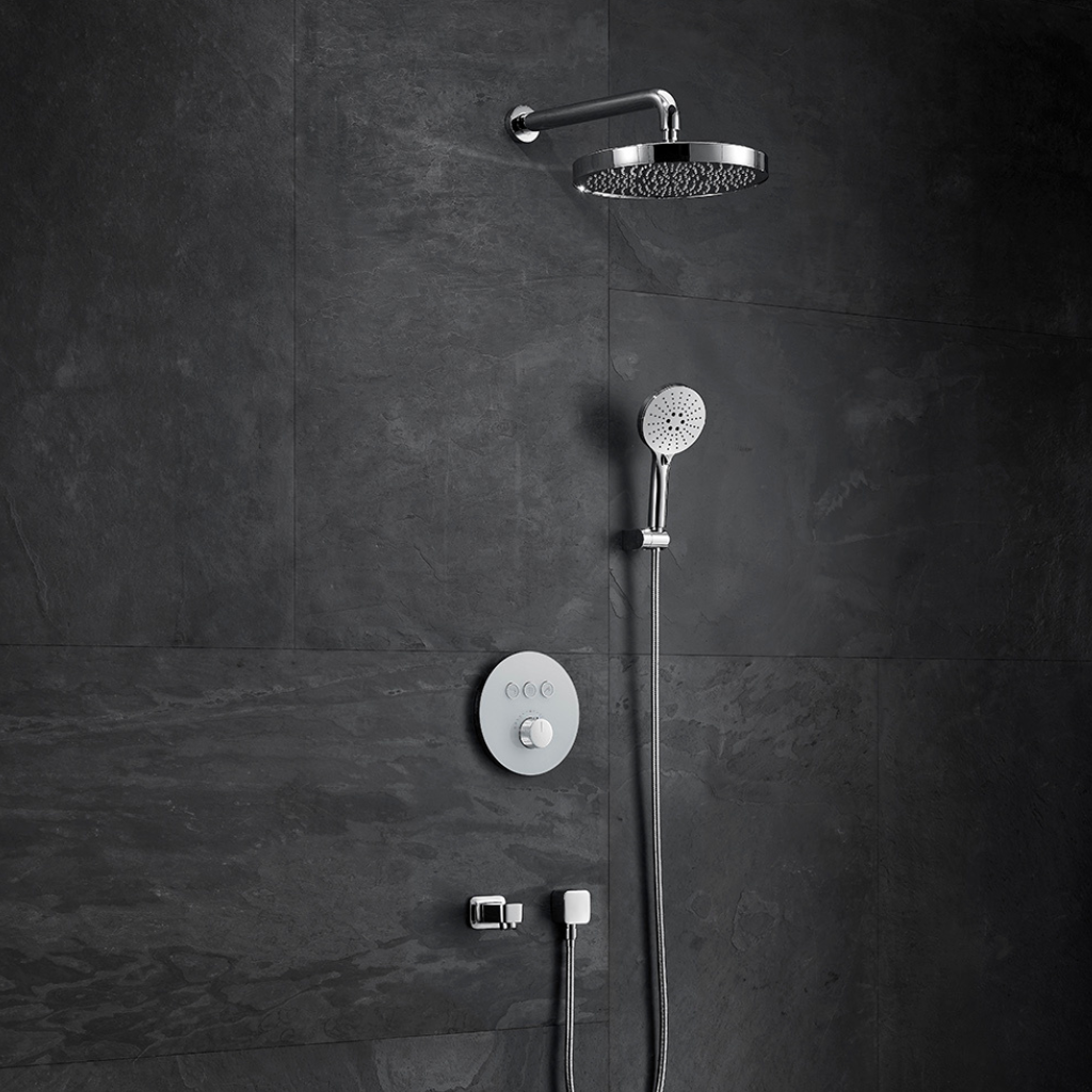OMSA HL8477 3-way concealed shower valve installed in luxury wet room bathroom Pakistan — Sardar & Co