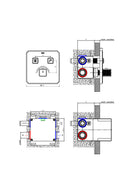 Technical installation dimensions diagram for OMSA HL8486 concealed thermostatic shower mixer — rough-in depth, BSP connections, Sardar & Co Pakistan