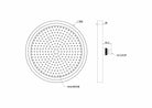 Technical dimensions for OMSA HR344 overhead shower — disc diameter, arm connection, spray face depth, Sardar & Co Pakistan