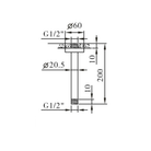 Technical dimensions for OMSA HR35 shower arm — arm length, angle, ½ inch BSP connection spec, Sardar & Co Pakistan