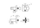Technical dimensions for OMSA HRP360 shower elbow — connection size, swivel range, body profile, Sardar & Co Pakistan
