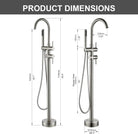 OMSA YD8804 bathtub faucet technical dimensions — floor-standing round column height and base specification, Sardar & Co Pakistan