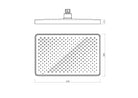 Technical dimensions for OMSA HRP381 rain shower head — disc diameter, arm connection, spray face depth, Sardar & Co Pakistan