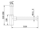Technical dimensions for OMSA P8705B washbasin trap — connection size, trap height, depth, Sardar & Co Pakistan
