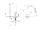 OMSA Solaire basin mixer dimensions technical drawing