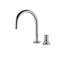 Chrome basin mixer faucet with chrome finish on a white background