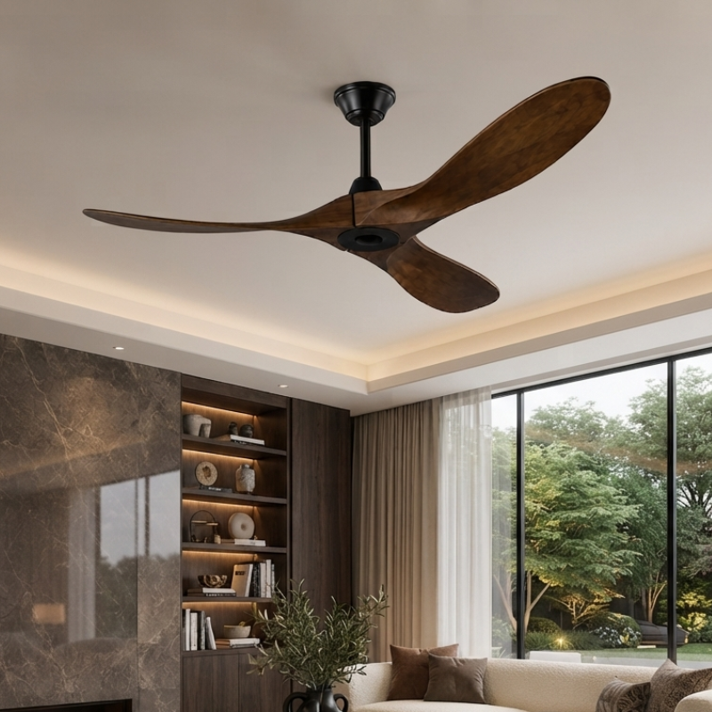 Punkh PS-01 Matte Black Dark Wood ceiling fan installed — 60 inch premium fan Pakistan, Sardar & Co Rawalpindi