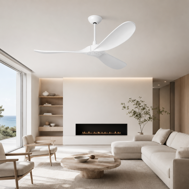 Punkh PS-08 60 inch designer ceiling fan Installed view — solid wood blade Pakistan, Sardar & Co Rawalpindi