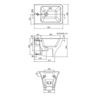 Scarabeo Butterfly wall mount bidet technical dimensions 520x360mm — Pakistan, Sardar & Co