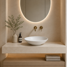 Scarabeo Cup countertop wash basin in Pakistan installed — Ø450mm circular 9 colours, Sardar & Co Rawalpindi