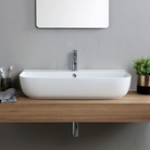 Scarabeo Glam thin edge washbasin Pakistan 750mm installed — EMO Design countertop wall hung, Sardar & Co Rawalpindi