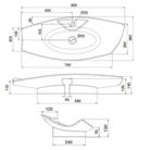 Scarabeo Kong 90R high quality washbasin dimensions 900x380mm — CE certified Pakistan, Sardar & Co