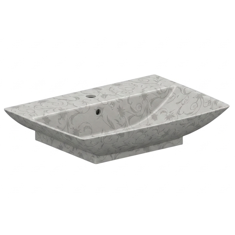 Scarabeo Kylis floral washbasin Floral Gray 620mm — patterned countertop Pakistan, Sardar & Co
