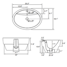 Scarabeo Matty Oval built in washbasin Technical drawing