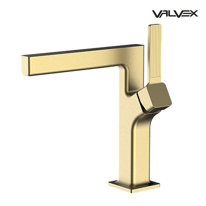 Valvex ALIBI one-hole basin mixer in Brushed Gold — single lever washbasin tap, Sardar & Co Pakistan
