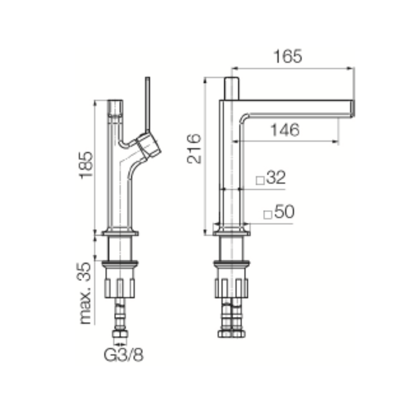 Valvex ALIBI basin mixer technical diagram — for product understanding, Sardar & Co Pakistan