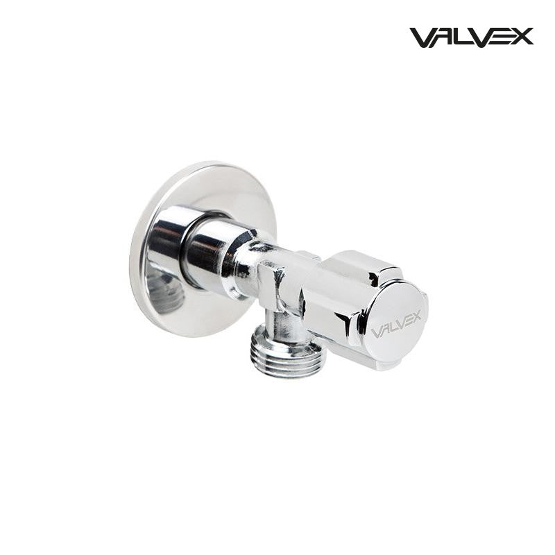 Valvex chrome-plated angle valve with slide head, 1/2 to 3/8 inch, Sardar & Co Pakistan