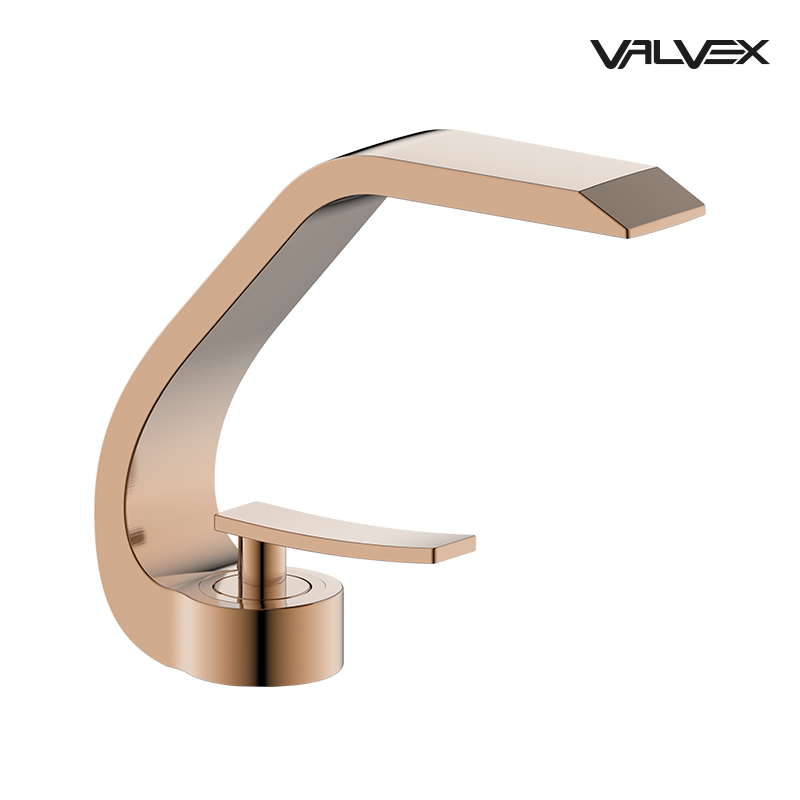Valvex ASSO one-hole basin mixer in Satin Copper — compact washbasin tap, Sardar & Co Pakistan