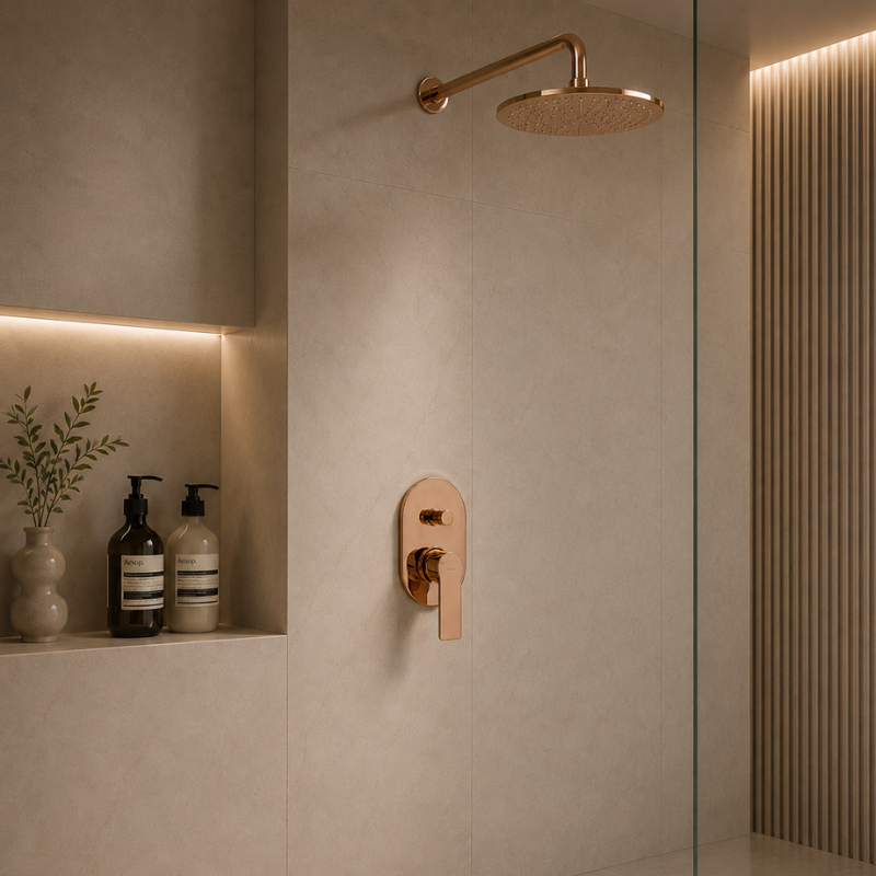 Valvex Aurora concealed bath and shower mixer installed in bathroom, Sardar & Co Rawalpindi