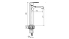 Technical dimensions for Valvex Aurora high basin mixer, Sardar & Co Pakistan