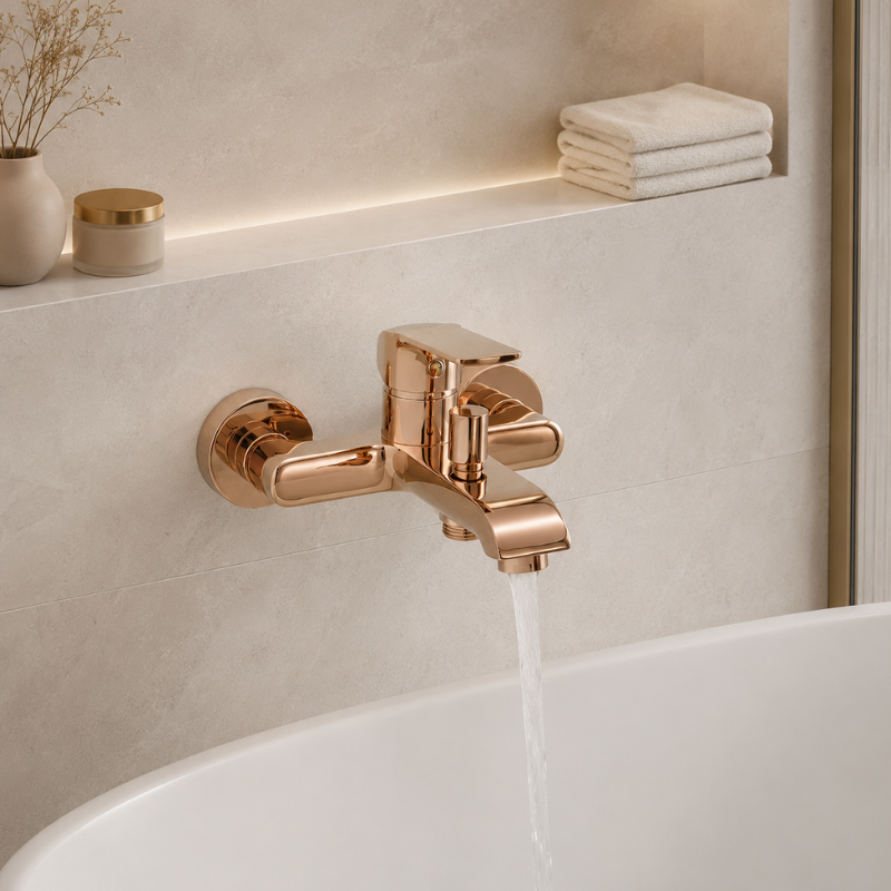 Valvex Aurora wall mounted bath mixer installed on bathtub, Sardar & Co Rawalpindi