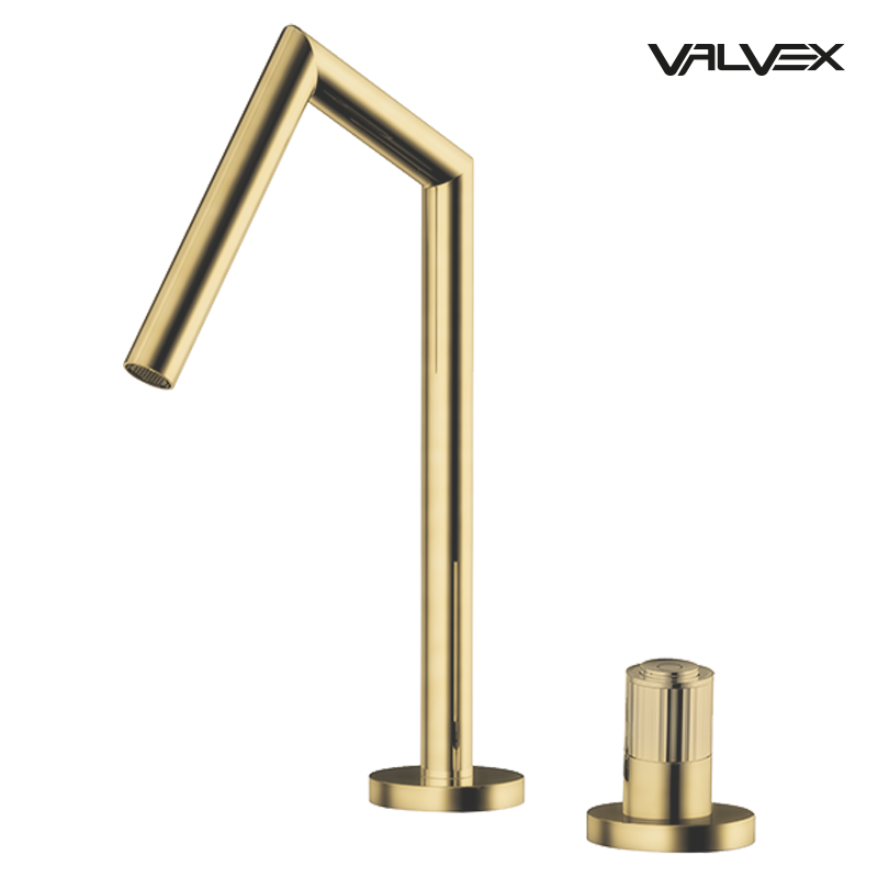 Valvex AVOLA 2-hole basin mixer in Brushed Gold — single lever with fixed spout, Sardar & Co Pakistan