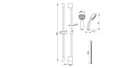 Technical dimensions for Valvex Cool 3-function shower set with soap dish, Sardar & Co Pakistan