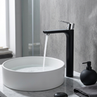 Valvex DALI high basin mixer installed on vessel basin — luxury bathroom fitting, Sardar & Co Rawalpindi