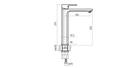 Technical dimensions for Valvex DALI high basin mixer — mixer height, spout reach, connection sizes, Sardar & Co Pakistan