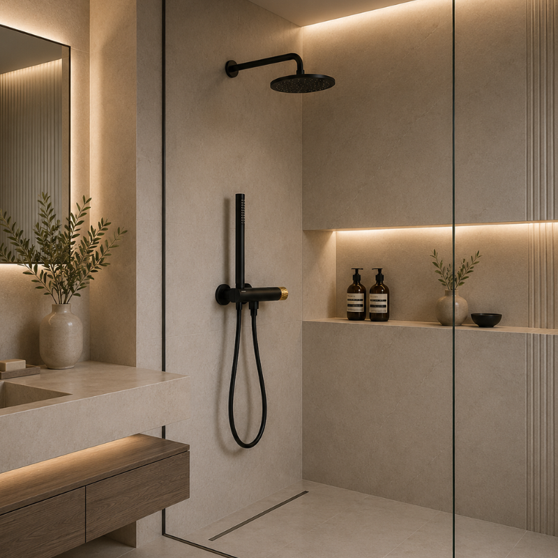 Valvex DECOR shower faucet set installed in bathroom, Sardar & Co Rawalpindi