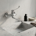 Valvex elbow-operated wall tap installed on basin — hospital and institutional grade fitting, Sardar & Co Rawalpindi