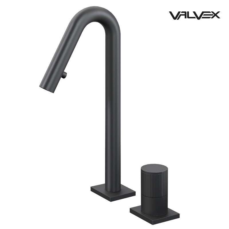 Valvex ENKO 2-hole basin mixer in Black — widespread washbasin tap, Sardar & Co Pakistan