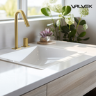 Valvex ENKO 2-hole basin mixer installed on washbasin — luxury bathroom fitting, Sardar & Co Rawalpindi